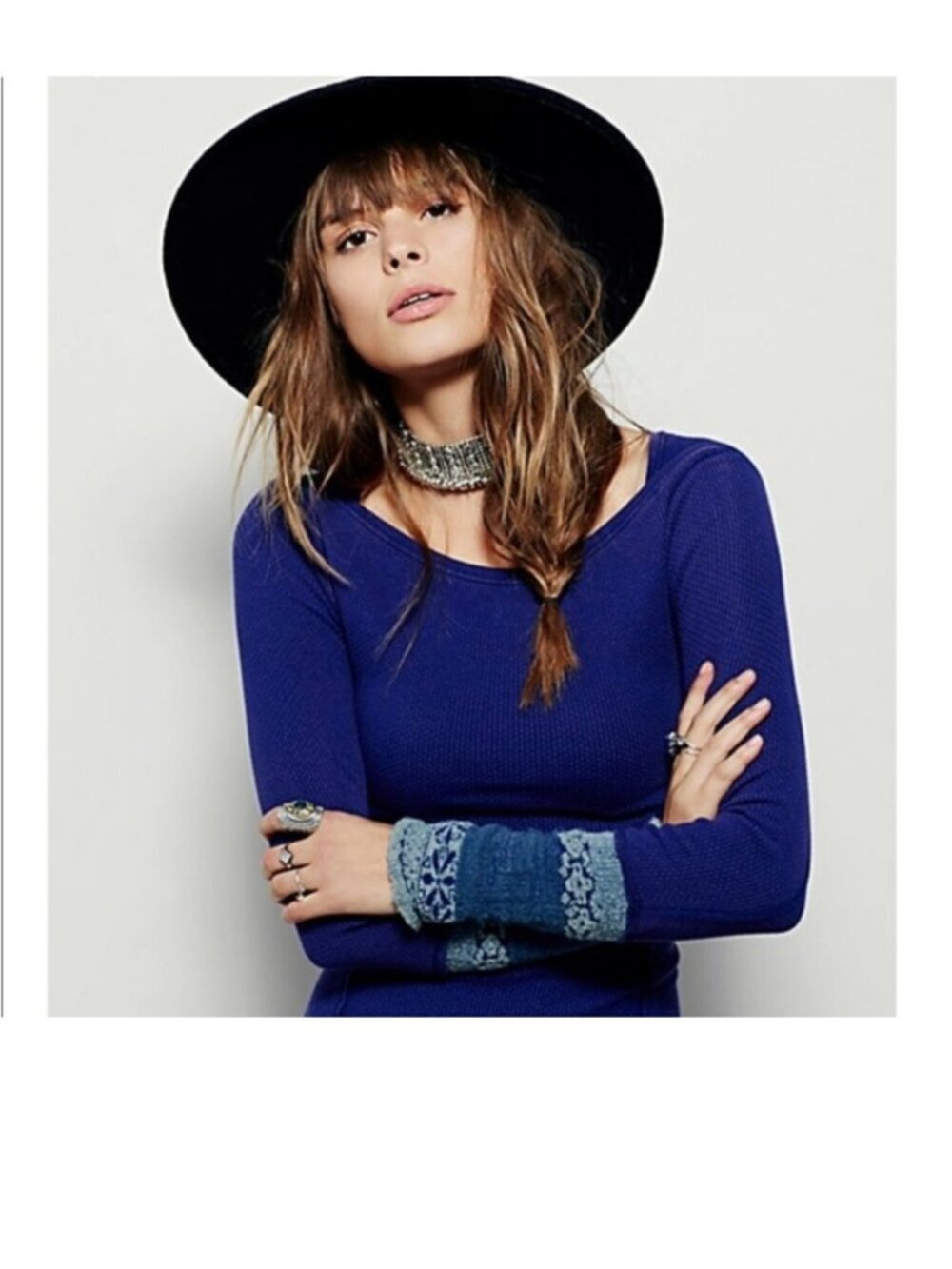 Free People Rosey Cuff Thermal Top S Purple Boho ASO ALT Elena Gilbert Ski Y2K